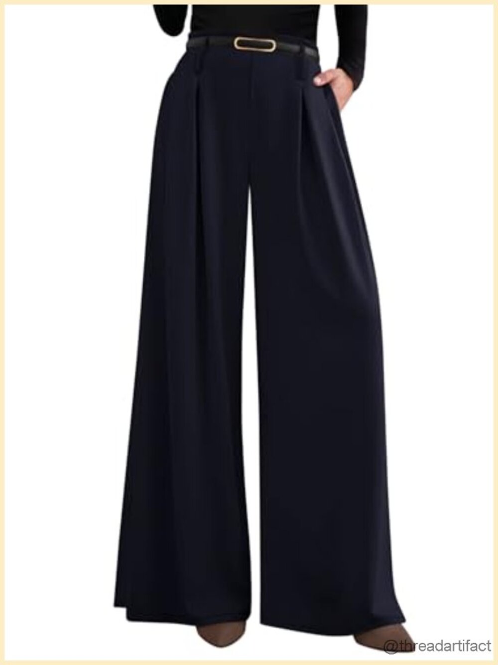 Wide Leg Dress Pants Flowy Palazzo Trousers with Pockets